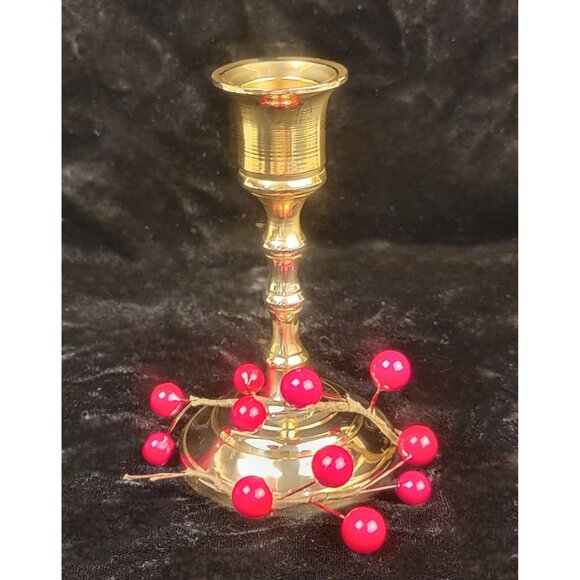 Vintage Mid-1900s Solid Brass Candlestick - Picture 6 of 13